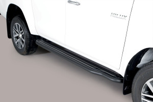 Side Bars | geschikt voor Toyota | Hilux Dubbele Cabine 16- 4d pic. | zwart Pedana RVS