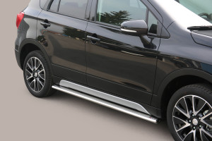 Side Bars | geschikt voor Suzuki | S-Cross 13-16 5d suv. / S-Cross 16- 5d suv. | rvs zilver Oval Side Protection RVS