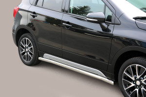 Side Bars | geschikt voor Suzuki | S-Cross 13-16 5d suv. / S-Cross 16- 5d suv. | zwart Oval Side Protection RVS
