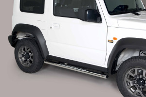 Side Bars | geschikt voor Suzuki | Jimny 18- 3d suv. | rvs zilver Design Side Protection RVS