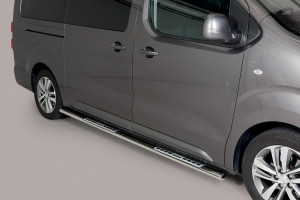 Side Bars | geschikt voor Peugeot | Expert 16- 4d bes. / Traveller 16- 4d bes. | LWB | rvs zilver Design Side Protection RVS