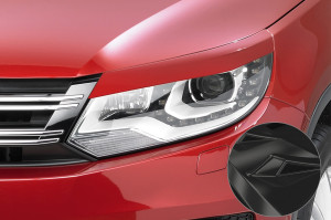 Koplampspoilers | geschikt voor Volkswagen | Tiguan 11-16 5d suv. | type 5N | facelift | ABS-kunststof | Glanzend zwart