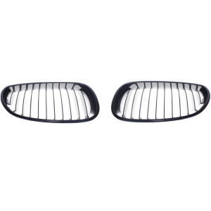 Grillen set | Nieren | BMW 5 Serie E60 / E61 2003-2010 | glanzend zwarte omlijsting matte spijlen