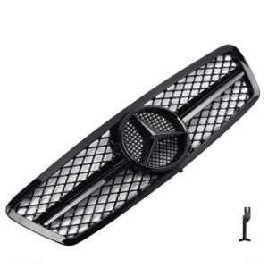 Grill | geschikt voor Mercedes-Benz C-Klasse W203 2000-2007 | AMG - Look | stuk glanzend abs | | zwart