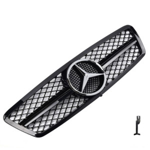 Grill | geschikt voor Mercedes-Benz C-Klasse W203 2000-2007 | AMG - Look | stuk glanzend abs | | zwartchroom