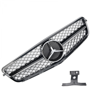 Grill | geschikt voor Mercedes-Benz C-Klasse W204 2007-2014 | AMG - Look | stuk glanzend abs | | zwartchroom