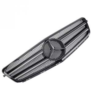 Grill | geschikt voor Mercedes-Benz | C-klasse 07-14 4d sed. W204 / C-klasse Coupé 11-15 2d cou. / C-klasse Estate 07-14 5d sta. | AMG-Look | zwart glanzend