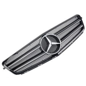 Grill | geschikt voor Mercedes-Benz | C-klasse 07-14 4d sed. W204 / C-klasse Coupé 11-15 2d cou. / C-klasse Estate 07-14 5d sta. | AMG-Look | zwart chroom glanzend