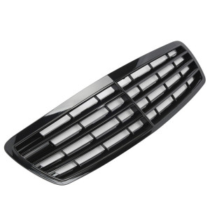 Grill | Mercedes-Benz E-Klasse W211 Sedan / S211 Estate 2002-2006 | AMG - Look | zonder logo | stuk glanzend abs | | zwart