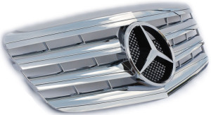 Grill | geschikt voor Mercedes-Benz E-Klasse W211 Sedan / S211 Estate 2006-2009 | AMG - Look | stuk abs | | chroom