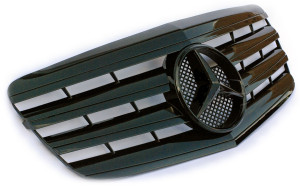 Grill | geschikt voor Mercedes-Benz E-Klasse W211 Sedan / S211 Estate 2006-2009 | AMG - Look | stuk glanzend abs | | zwart