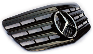 Grill | geschikt voor Mercedes-Benz E-Klasse W211 Sedan / S211 Estate 2006-2009 | AMG - Look | stuk glanzend abs | | zwartchroom