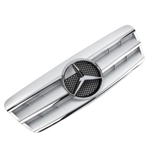 Grill | geschikt voor Mercedes-Benz | CLK-klasse 97-02 2d cou. / CLK-klasse Cabriolet 98-03 2d cab. | W208/C208/A208 | AMG-Look | chroom en zilver