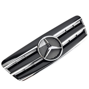 Grill | geschikt voor Mercedes-Benz | CLK-klasse 97-02 2d cou. / CLK-klasse Cabriolet 98-03 2d cab. | W208/C208/A208 | AMG-Look | zwart en chroom