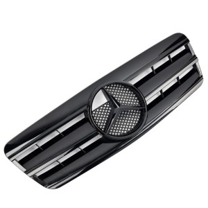 Grill | geschikt voor Mercedes-Benz | CLK-klasse 97-02 2d cou. / CLK-klasse Cabriolet 98-03 2d cab. | W208/C208/A208 | AMG-Look | zwart Glanzend
