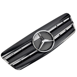 Grill | geschikt voor Mercedes-Benz | CLK-klasse 97-02 2d cou. / CLK-klasse Cabriolet 98-03 2d cab. | W208/C208/A208 | AMG-Look | zwart en chroom Glanzend