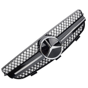 Grill | geschikt voor Mercedes-Benz CLK-Klasse W209 Coupé / Cabrio 2002-2010 | AMG - Look | stuk glanzend abs | | zwartchroom