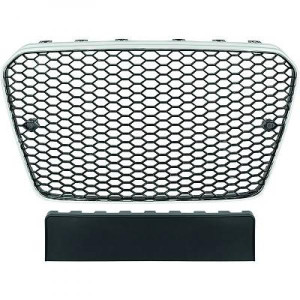 Grill | geschikt voor Audi | A5 Cabriolet 11-17 2d cab. / A5 Coupé 11-16 2d cou. / A5 Sportback 11-17 5d hat. | RS5-Look | chroom/zwart | z PDC