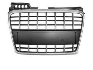 Grill | geschikt voor Audi | A4 04-07 4d sed. / A4 Avant 04-08 5d sta. / A4 Cabriolet 05-08 2d cab. | S8-Look | ABS Kunststof chroom zwart Glanzend