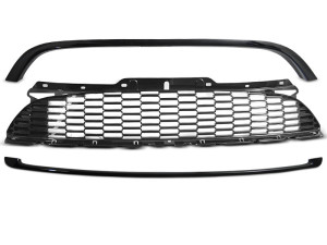 Grill | geschikt voor Mini | 10-14 3d hat. R56 / Cabrio 09-16 2d cab. R57 / Clubman 10-15 4d sta. R55 | JCW-Style | glanzend zwart | 01