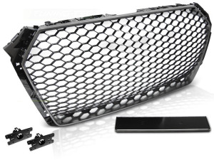 Grill | Audi | A4 15- 4d sed. / A4 Avant 2015-2019 5d sta. | B9 | RS-Style | ABS Kunststof zilver en zwart Mat en glanzend (combinatie)