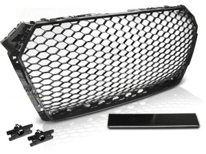 Grill | geschikt voor Audi | A4 15- 4d sed. / A4 Avant 2015-2019 5d sta. | B9 | RS-Style | ABS Kunststof zwart Glanzend