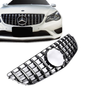 Grill | geschikt voor Mercedes-Benz | E-klasse Cabriolet 13-17 2d cab. / E-klasse Coupé 13-17 2d cou. | C207 / A207 | PANAMERICANA AMG GT-Look | Glanzend zwart en chroom