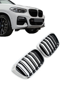 Nieren | geschikt voor BMW | X3 17- 5d suv. G01 / X4 18- 5d suv. G02 | M - Look | Glanzend zwart en chroom