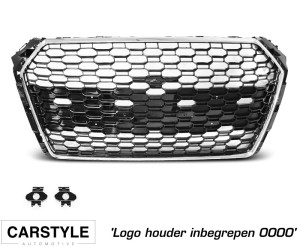 Grill | Audi | A4 15-19 4d sed. / A4 Avant 15- 5d sta. | B9 | RS4-Look | m PDC | zwart en chroom Glanzend