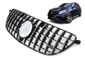 Grill | geschikt voor Mercedes-Benz | GLE-klasse 15-18 5d suv. / GLE-klasse Coupé 15-20 5d suv. | 63 AMG | PANAMERICANA AMG GT-Look | zwart chroom | 01