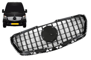 Grill | geschikt voor Mercedes-Benz | Sprinter Combi 2013-2018 4d bus | W906 | PANAMERICANA AMG GT Look | zwart | 02