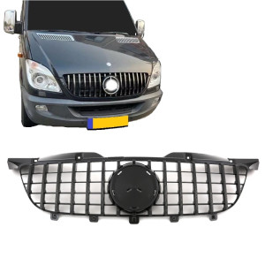 Grill | geschikt voor Mercedes-Benz | Sprinter Combi 2008-2012 4d bus | W906 | pre-facelift | PANAMERICANA AMG GT Look | zwart | 02