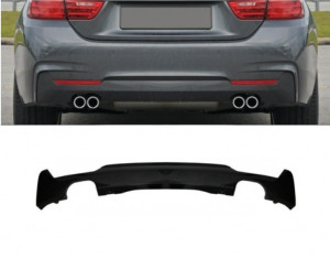 Diffuser | voor M-pakket | geschikt voor BMW 4-Serie F32 F33 F36 ook LCI versies | ABS kunststof zwart |"duplex dubbele pijp