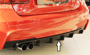 Rieger diffuser | BMW 3-Serie F30 / F31 M-pakket 2012- | dubbel sierstuk links | Glanzend zwart