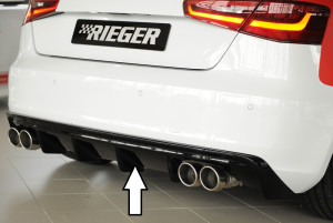 Rieger diffuser (GBL56787) | A3 (8V): 07.12-08.16 (tot Facelift) - 3-drs. (Schrägheck 8V1), 5-drs. (Sportback 8VA) | stuk glanzend abs | Rieger Tuning