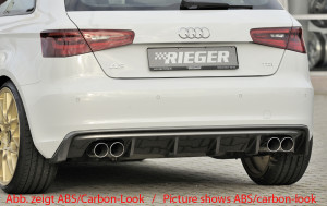 Rieger diffuser | A3 (8V): 07.12-08.16 (tot Facelift) - 3-drs. (Schrägheck 8V1), 5-drs. (Sportback 8VA) | stuk ongespoten abs | Rieger Tuning