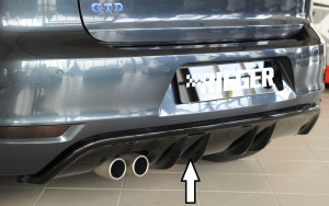 Rieger diffuser met 2 dubbele finnen | Golf 6 Cabrio | Golf 6 GTD - 3-drs., 5-drs. | stuk glanzend abs | Rieger Tuning