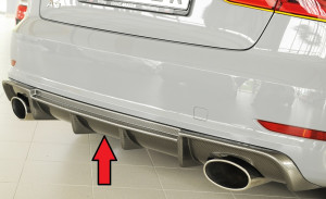 Rieger diffuser | A3 (8V): 07.12-08.16 (tot Facelift) - 5-drs. (Sedan 8VS), 3-drs. (Cabrio 8V7)    A3 S3 (8V): 05.13-08.16 (tot Facelift) - 5-drs. (Sedan 8VS), 3-drs. (Cabrio 8V7) | stuk carbonlook abs | Rieger Tuning