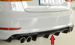 Rieger diffuser | A3 (8V): 07.12-08.16 (tot Facelift) - 5-drs. (Sedan 8VS), 3-drs. (Cabrio 8V7) | stuk glanzend abs | Rieger Tuning