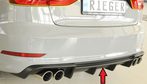 Rieger diffuser | A3 (8V): 07.12-08.16 (tot Facelift) - 5-drs. (Sedan 8VS), 3-drs. (Cabrio 8V7) | stuk ongespoten abs | Rieger Tuning