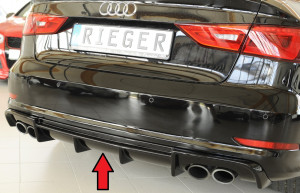 Diffuser | geschikt voor Audi | S3 2013-2016 4d sedan / S3 2014-2016 2d cabriolet | stuk abs | carbon-look | Rieger Tuning