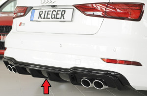 Diffuser | geschikt voor Audi | S3 Sedan (8V) / S3 Cabrio (8V) 2016- | ABS | glanzend | Rieger Tuning