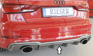 Diffuser | geschikt voor Audi | A3 Sedan (8V) / A3 Cabrio (8V) 2016- / S3 Sedan (8V) / S3 Cabrio (8V) 2016- | S3 & S-Line | ABS | carbon-look | Rieger Tuning