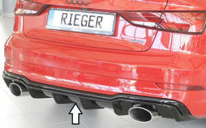 Diffuser | geschikt voor Audi | A3 Sedan (8V) / A3 Cabrio (8V) 2016- / S3 Sedan (8V) / S3 Cabrio (8V) 2016- | S3 & S-Line | ABS | glanzend | Rieger Tuning