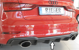 Diffuser | geschikt voor Audi | A3 Sedan (8V) / A3 Cabrio (8V) 2016- / S3 Sedan (8V) / S3 Cabrio (8V) 2016- | S3 & S-Line | ABS | ongespoten | Rieger Tuning
