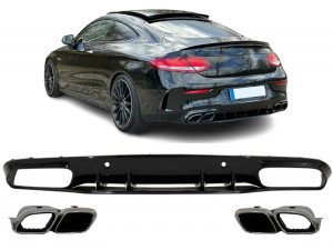 Diffuser | geschikt voor Mercedes-Benz | C-klasse Coupé 15-18 2d cou. C205 / C-klasse Cabriolet 16-18 2d cab. A205 | C63 AMG-Look | Aerodynamic Night pakket | chroom | 02