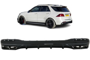 Diffuser | geschikt voor Mercedes-Benz | GLE-klasse 15-18 5d suv | W166 | alleen AMG | GLE63 AMG-Look | zwart | 01