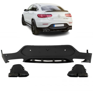 Diffuser | geschikt voor Mercedes-Benz | GLC-klasse Coupé 16-19 5d suv C253 | alleen AMG | GLC63 AMG-Look | zwart | 01