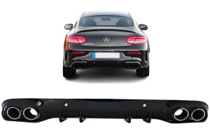 Diffuser | geschikt voor Mercedes-Benz | C-klasse Cabriolet 16- 2d cab. / C-klasse Coupé 15- 2d cou. | C43 AMG-Look | Aerodynamic Night pakket | chroom | 02