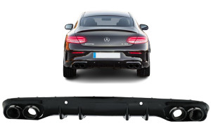 Diffuser | geschikt voor Mercedes-Benz | C-klasse Cabriolet 16- 2d cab. / C-klasse Coupé 15- 2d cou. | C43 AMG-Look | Aerodynamic Night pakket | zwart | 01
